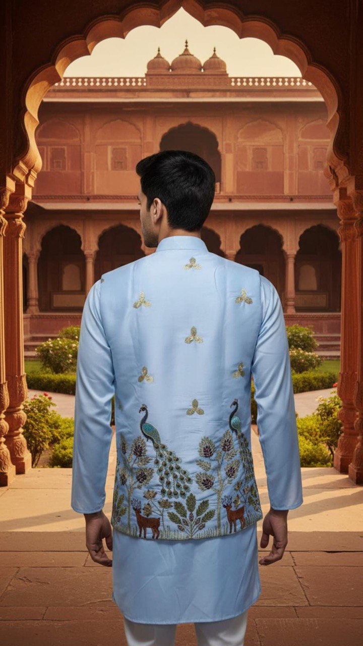 Festive Premium Men’s Kurta Pajama Jacket Set