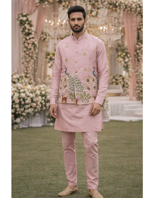 Load image into Gallery viewer, Festive Premium Men’s Kurta Pajama Jacket Set
