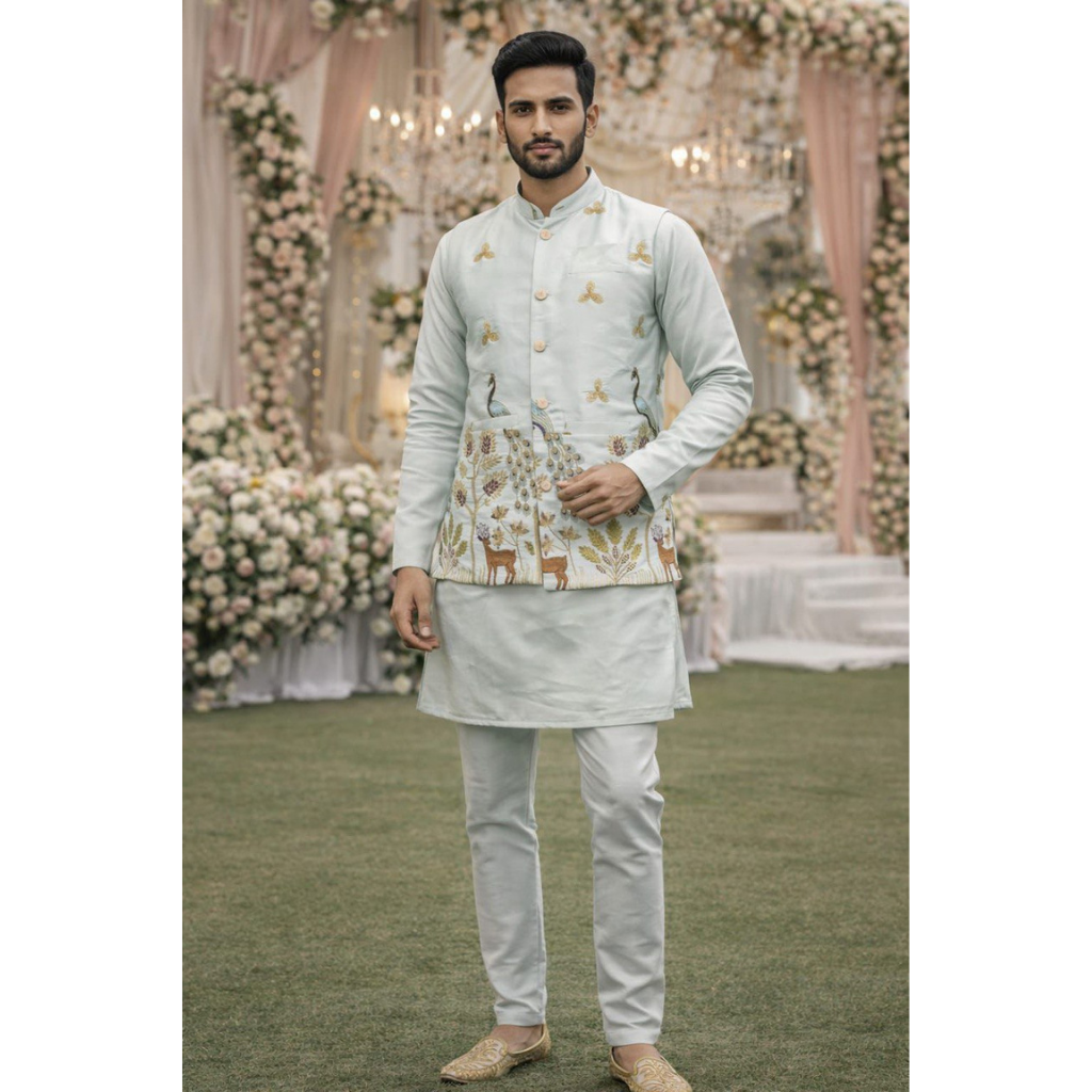 Festive Premium Men’s Kurta Pajama Jacket Set