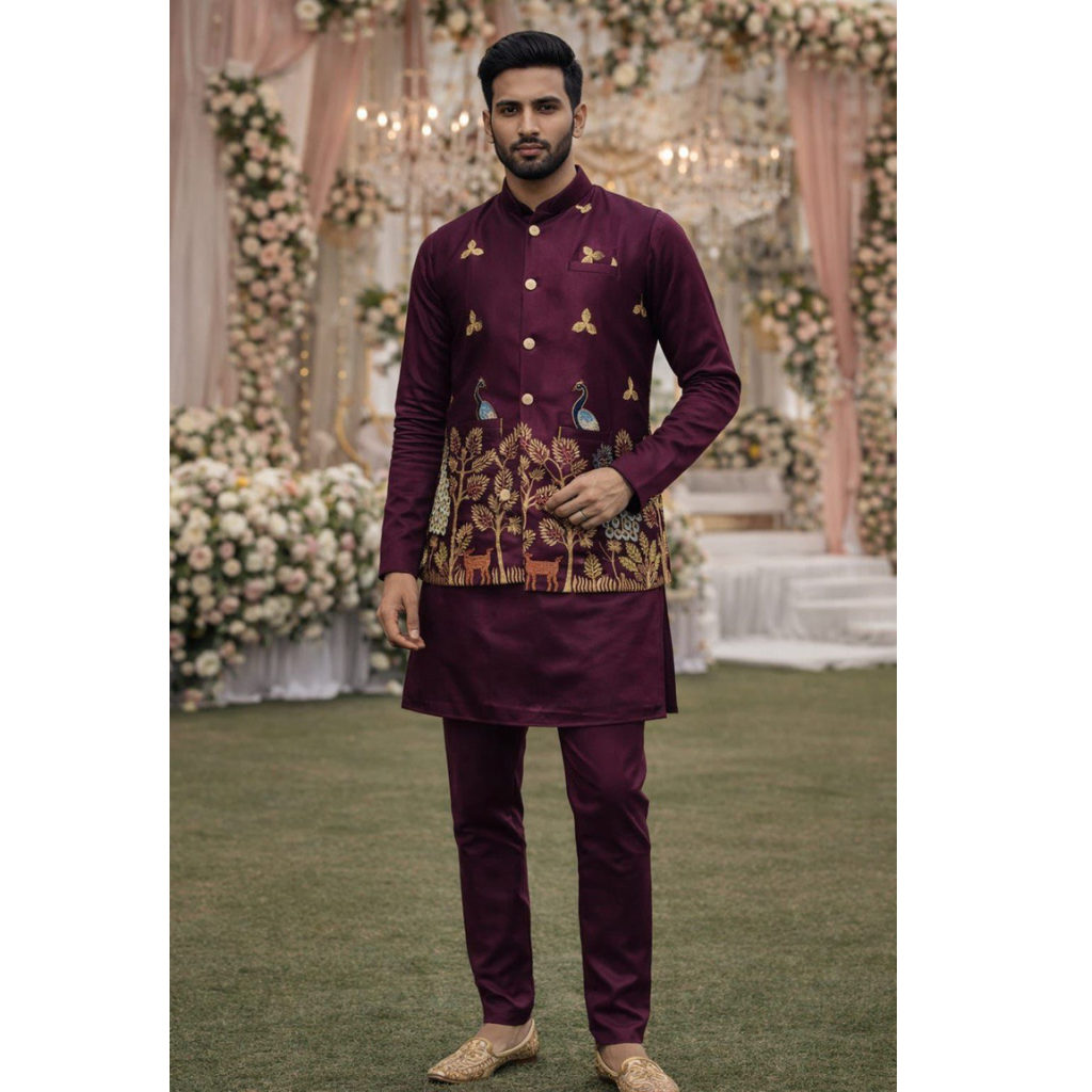 Festive Premium Men’s Kurta Pajama Jacket Set