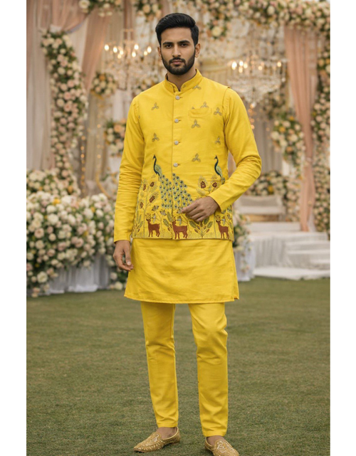 Load image into Gallery viewer, Festive Premium Men’s Kurta Pajama Jacket Set
