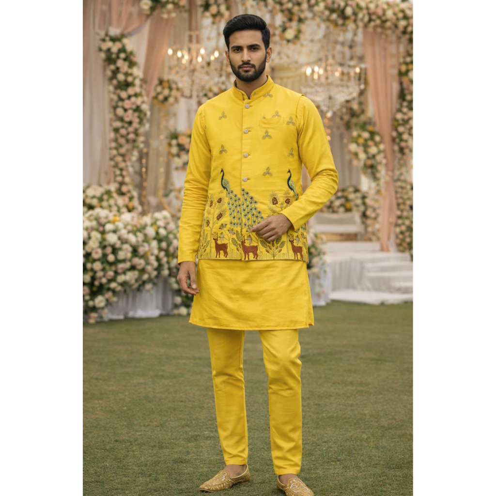 Festive Premium Men’s Kurta Pajama Jacket Set