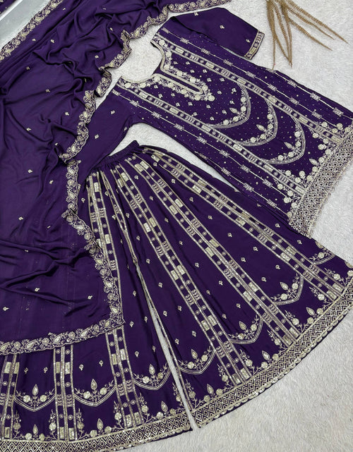 Load image into Gallery viewer, Festive Readymade Sequence Embroidered Women Top Palazzo Dupatta Suit Dress mahezon
