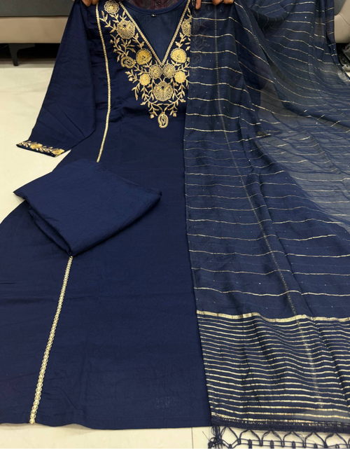 Load image into Gallery viewer, Festive Silk Women’s Kurti Pant Dupatta Suit mahezon
