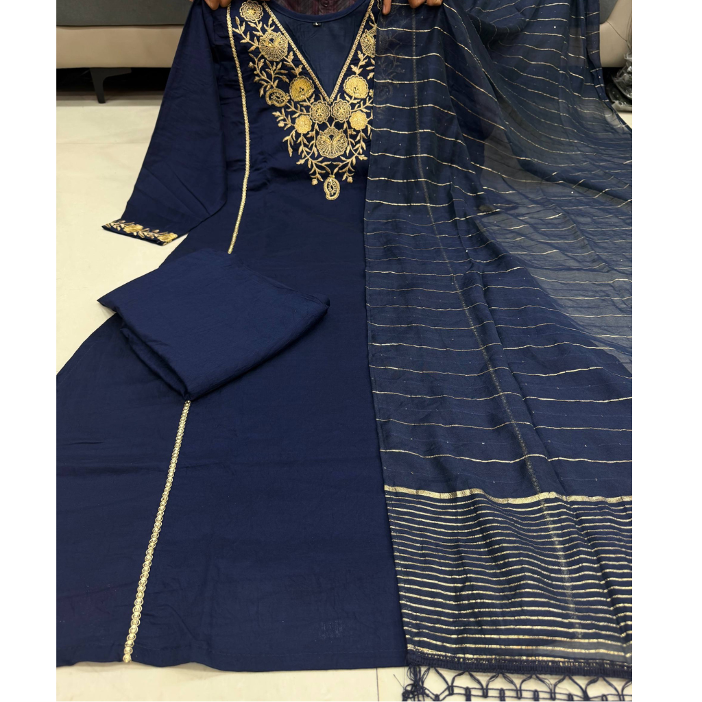 Festive Silk Women’s Kurti Pant Dupatta Suit mahezon