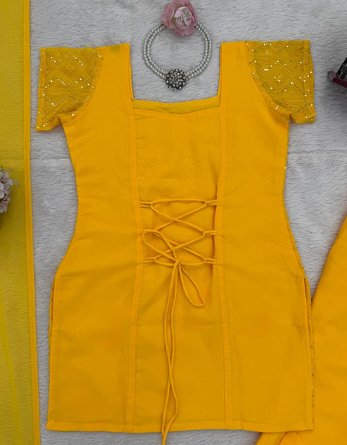 Load image into Gallery viewer, Festive Special Georgette Women Kurti Pant Dupatta Set mahezon
