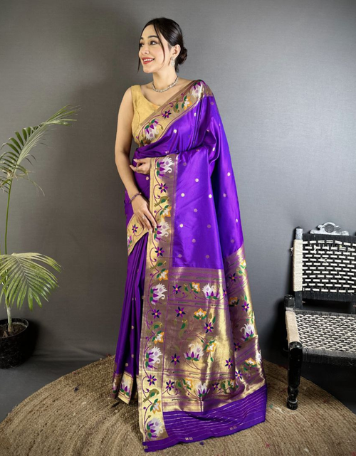 Load image into Gallery viewer, Festive Special Paithani Lichi Silk Saree mahezon
