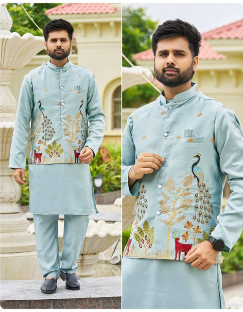 Load image into Gallery viewer, Festive Stylish Men Kurta Pajama with Jacket mahezon
