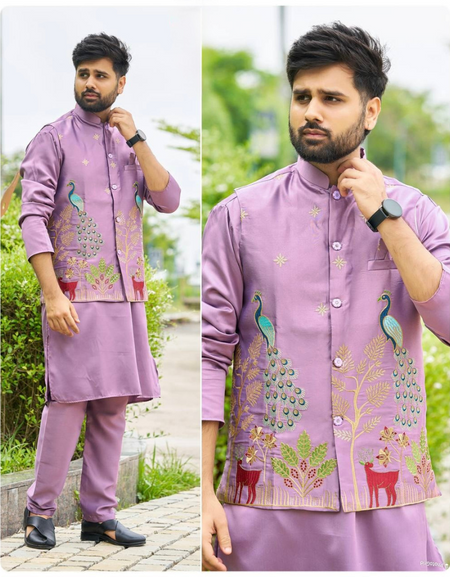 Festive Stylish Men Kurta Pajama with Jacket mahezon