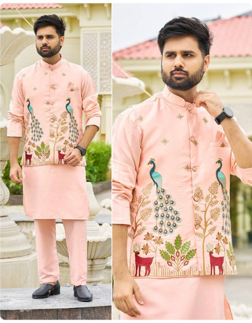 Load image into Gallery viewer, Festive Stylish Men Kurta Pajama with Jacket mahezon
