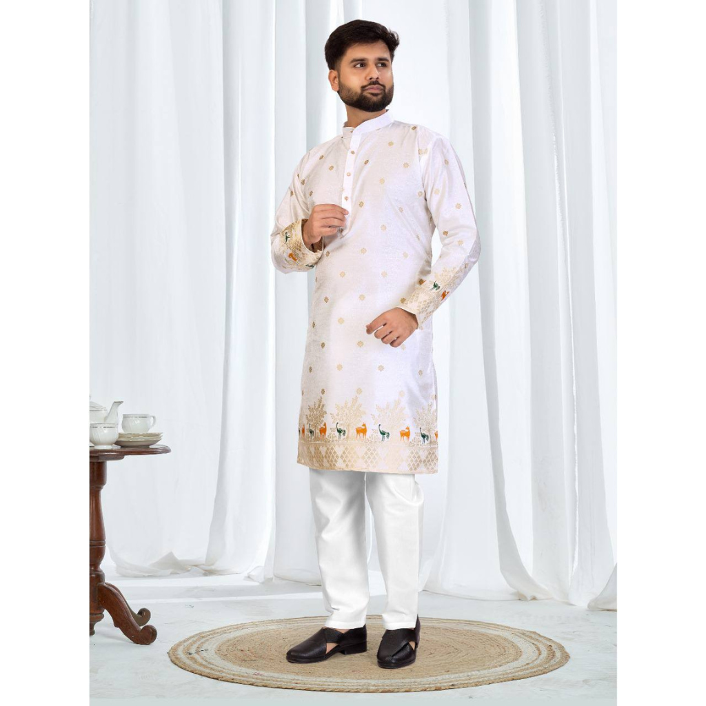 Traditional Ethnic Indian Designer Men's Kurta Pajama Set mahezon
