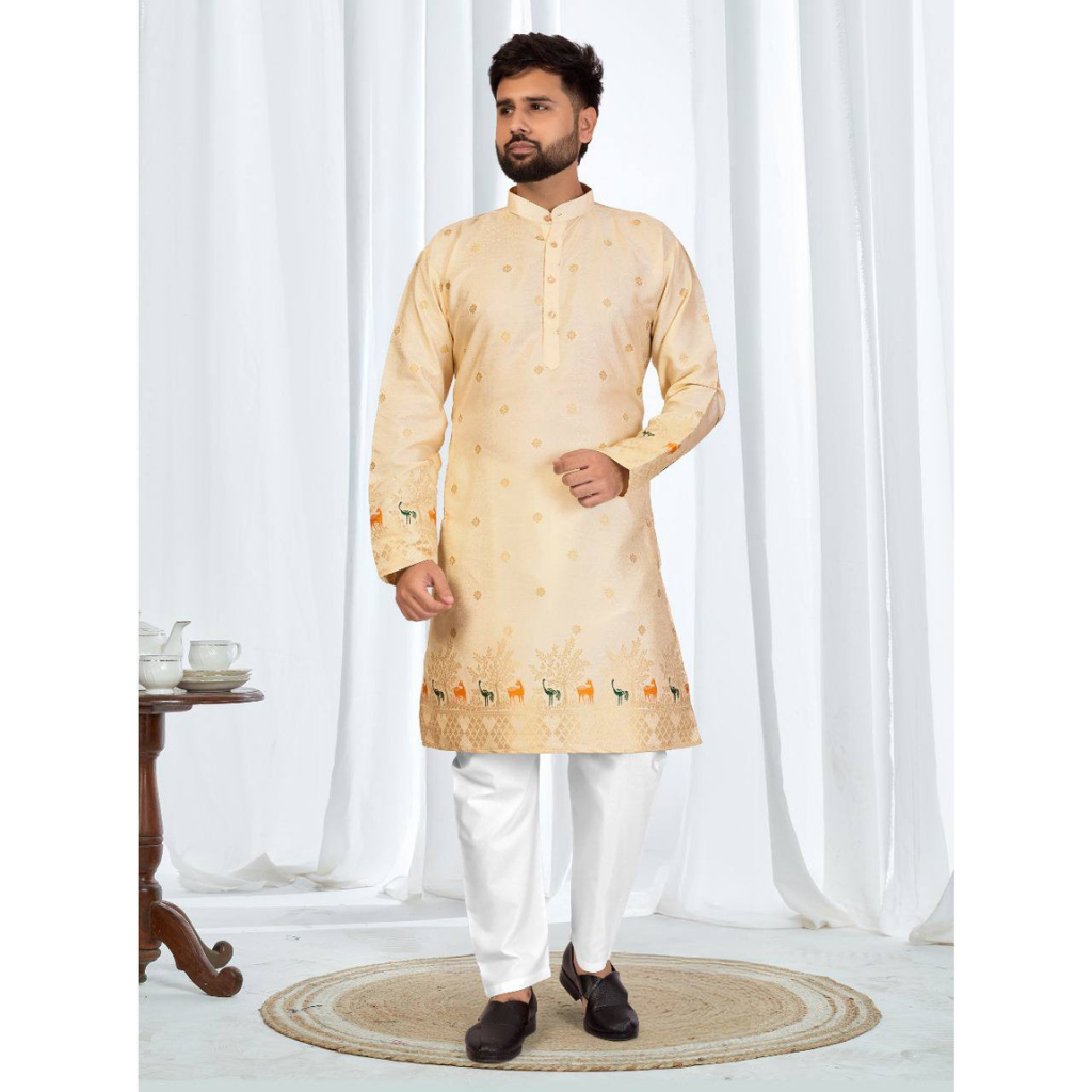 Traditional Ethnic Indian Designer Men's Kurta Pajama Set mahezon