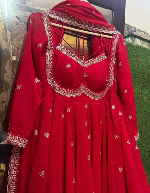 Load image into Gallery viewer, Festive Traditional Ethnic Red Women Gown Dupatta mahezon
