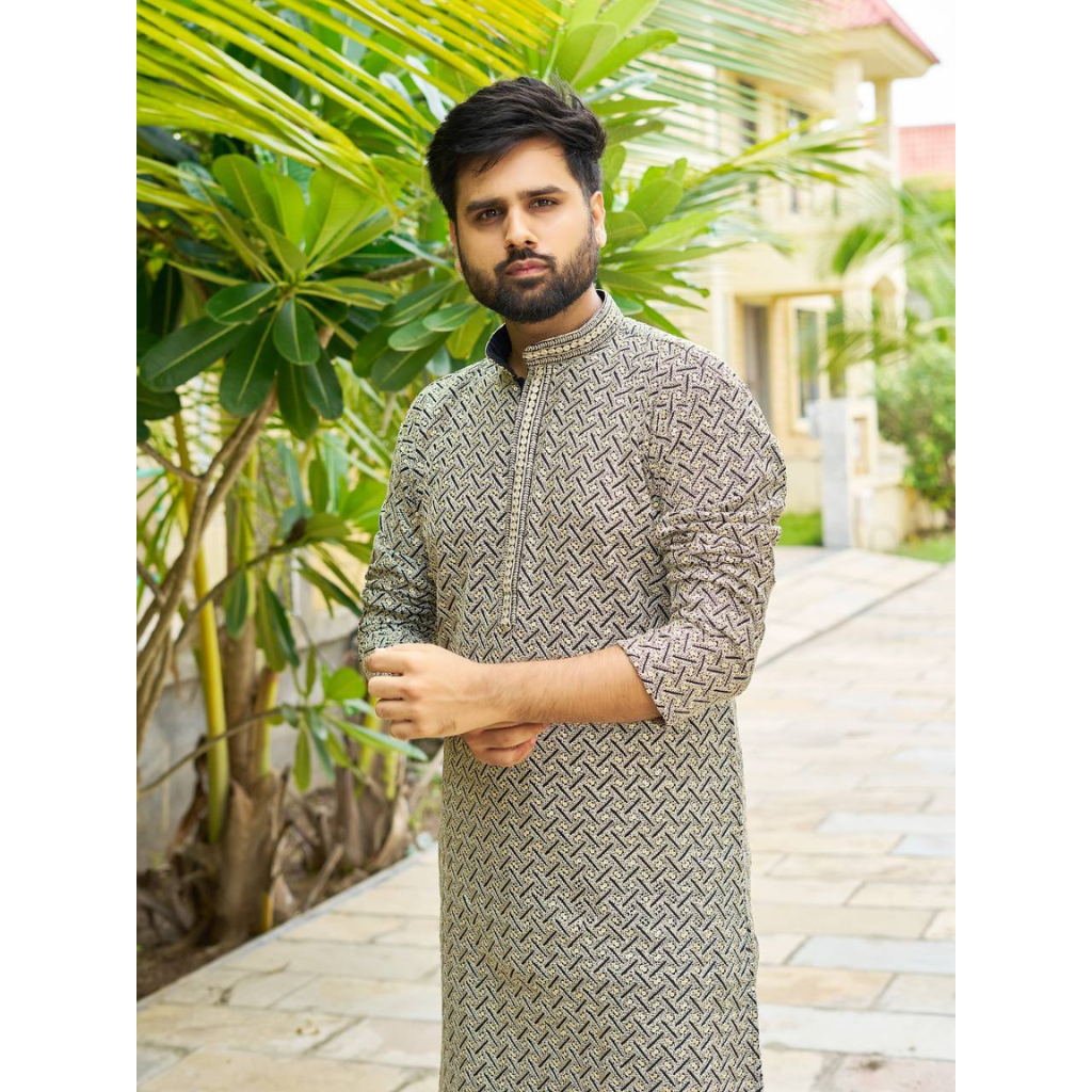 Festive Traditional Indian Premium Men Kurta Pajama Set mahezon