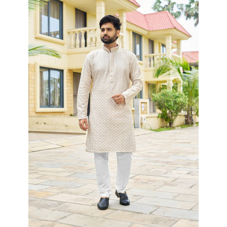 Festive Traditional Indian Premium Men Kurta Pajama Set mahezon