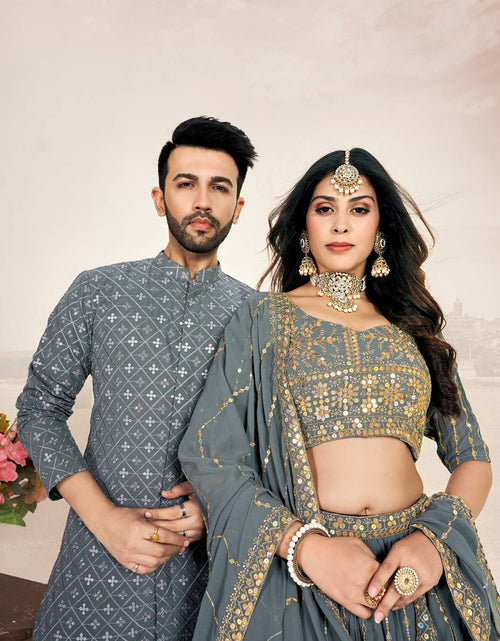 Load image into Gallery viewer, Festive Wedding Wear Couples Wear Same Matching Outfits Set Royal Export
