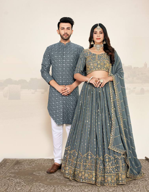 Load image into Gallery viewer, Festive Wedding Wear Couples Wear Same Matching Outfits Set Royal Export
