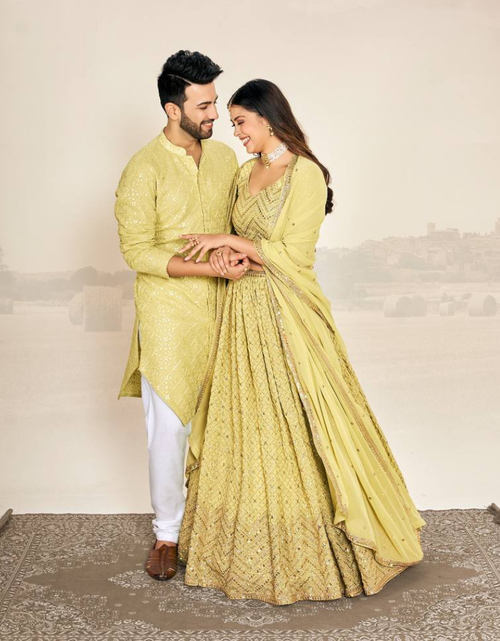 Load image into Gallery viewer, Festive Wedding Wear Couples Wear Same Matching Outfits Set Royal Export
