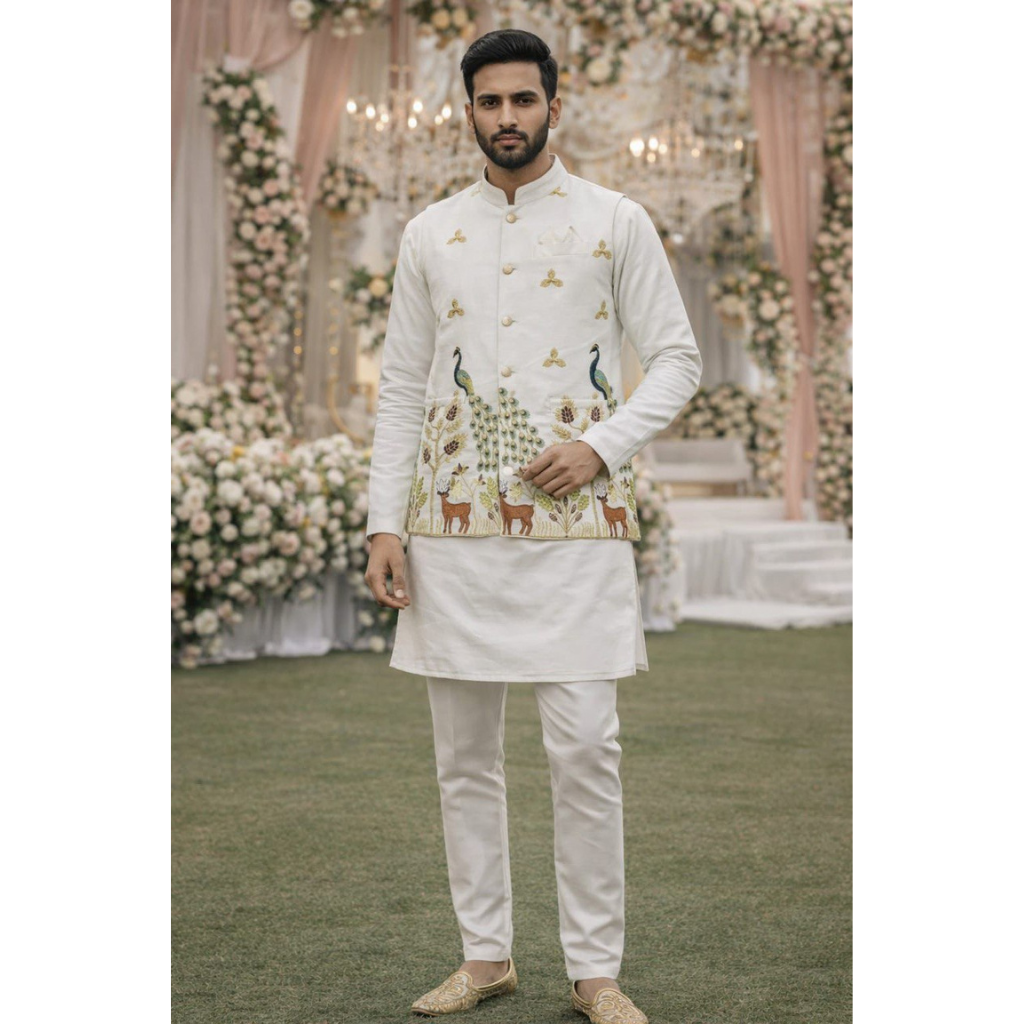 Festive Premium Men’s Kurta Pajama Jacket Set