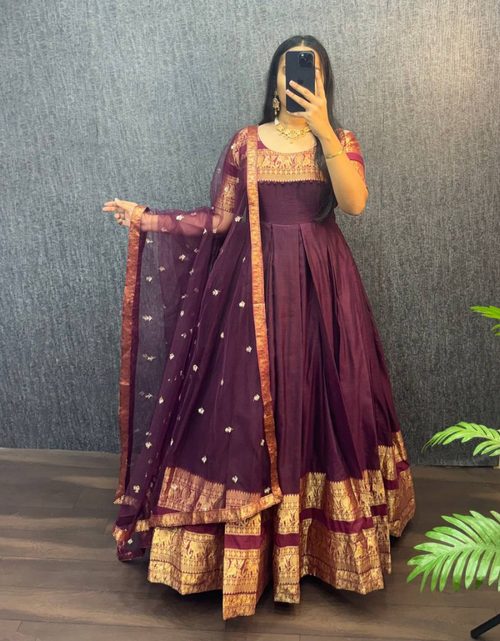 Load image into Gallery viewer, Festive Women’s Gown Dupatta Dress
