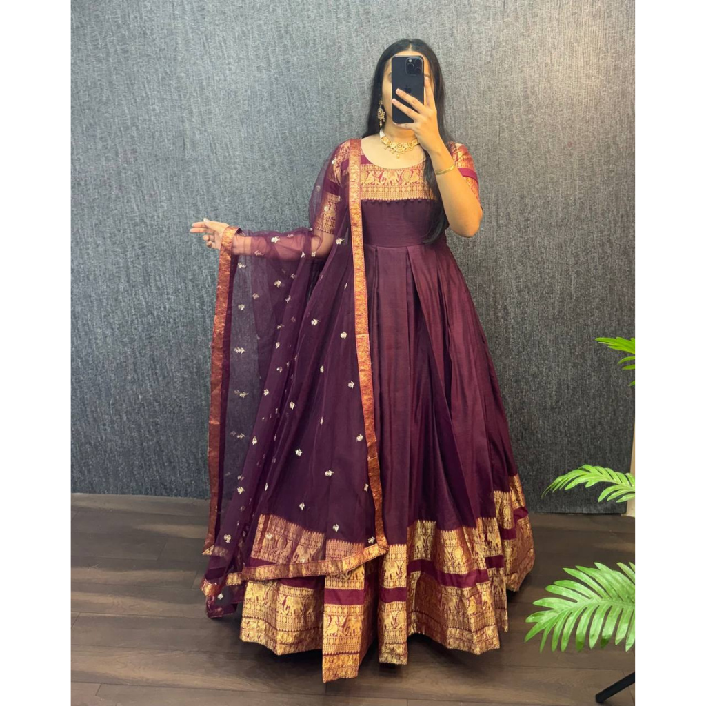 Festive Women’s Gown Dupatta Dress