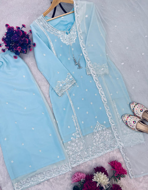 Load image into Gallery viewer, Festive Top Palazzo Dupatta Suit mahezon
