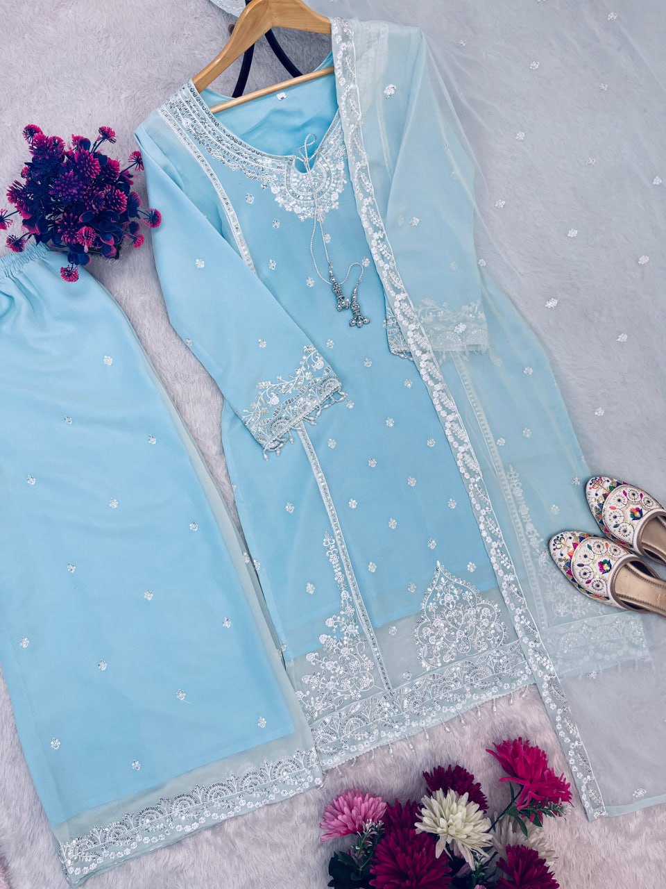 Festive Top Palazzo Dupatta Suit mahezon