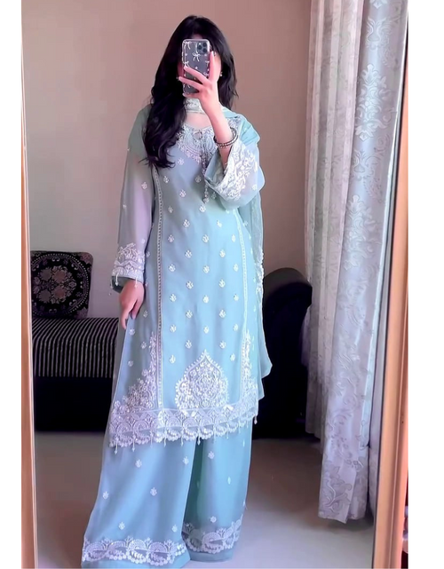 Load image into Gallery viewer, Festive Top Palazzo Dupatta Suit mahezon
