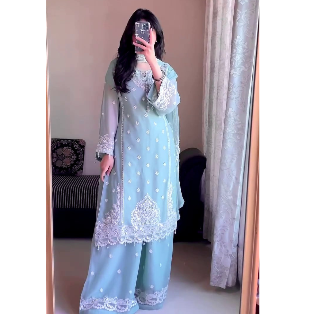 Festive Top Palazzo Dupatta Suit mahezon