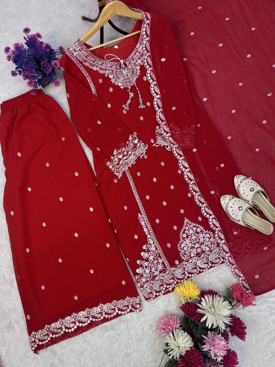 Festive Top Palazzo Dupatta Suit mahezon
