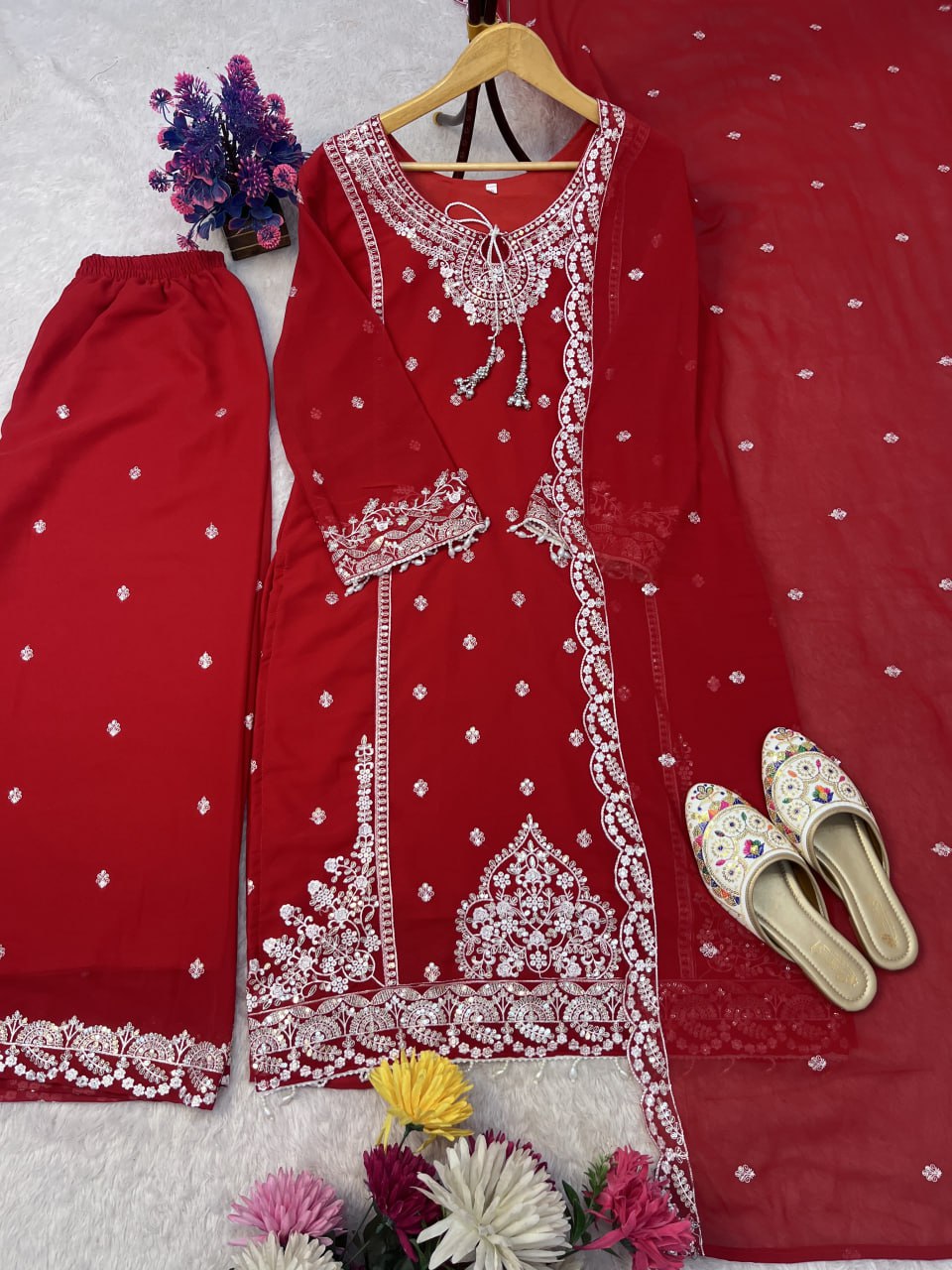 Festive Top Palazzo Dupatta Suit mahezon