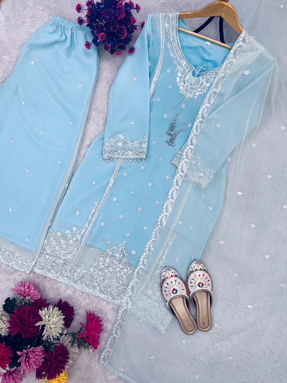 Festive Top Palazzo Dupatta Suit mahezon