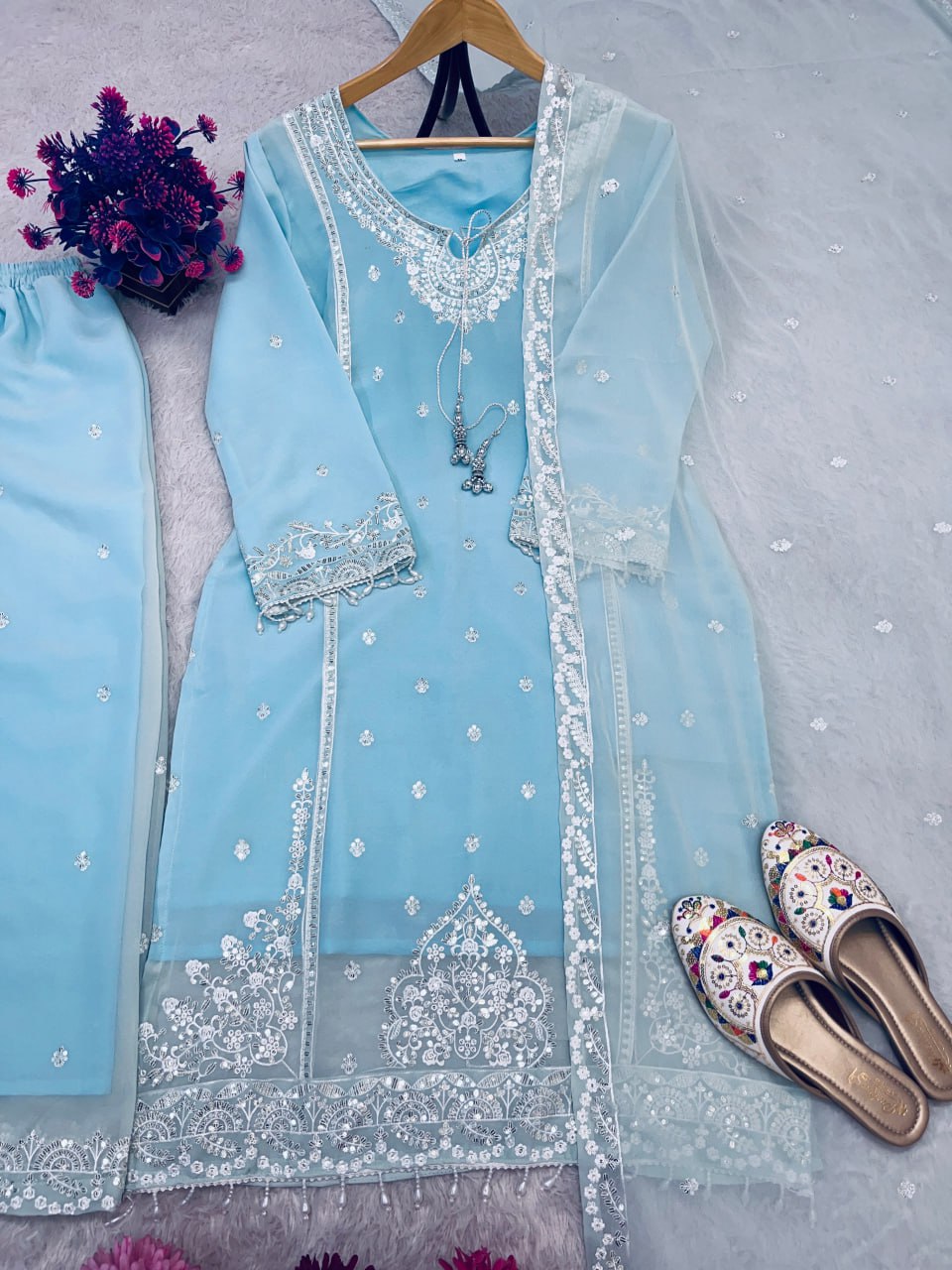 Festive Top Palazzo Dupatta Suit mahezon
