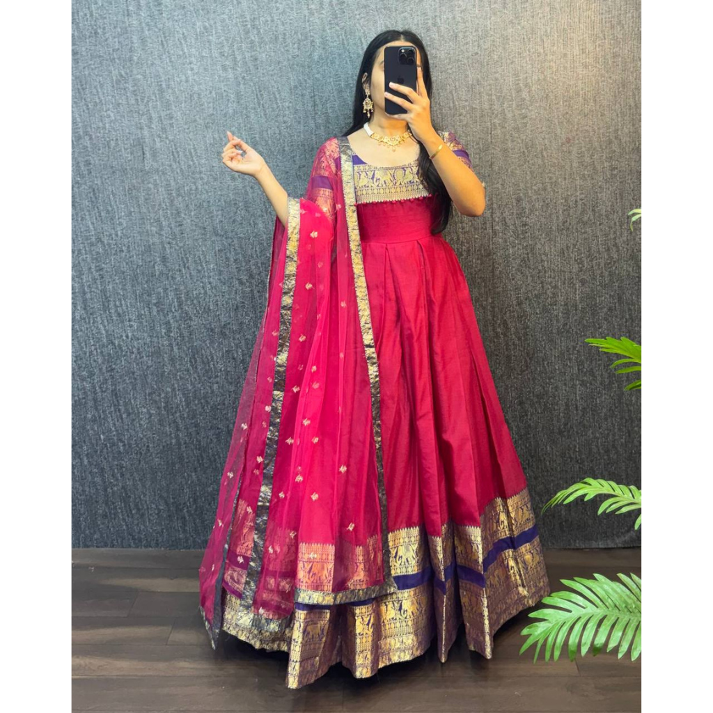 Festive Women’s Gown Dupatta Dress