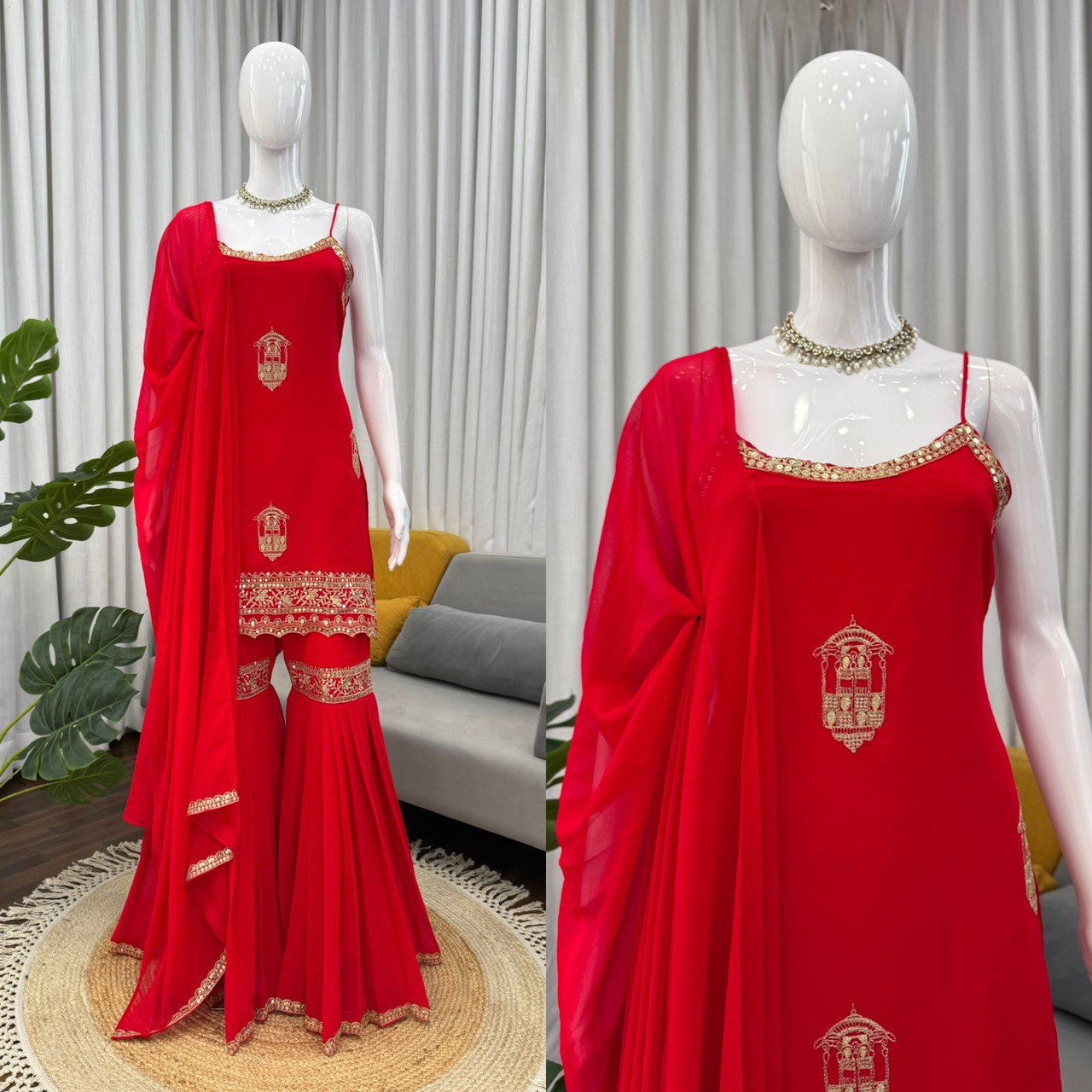 Festive Designer Women’s Top  Sharara with Dupatta mahezon