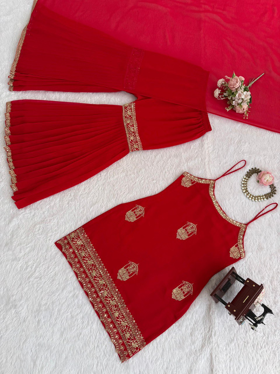 Festive Designer Women’s Top  Sharara with Dupatta mahezon