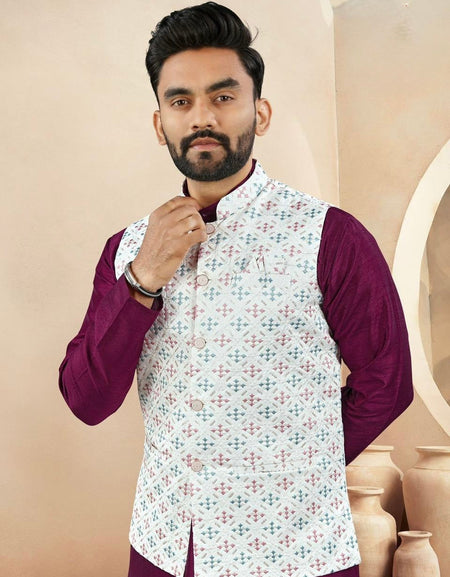 Indian Traditional Ethnic Men’s Kurta Pajama Jacket mahezon