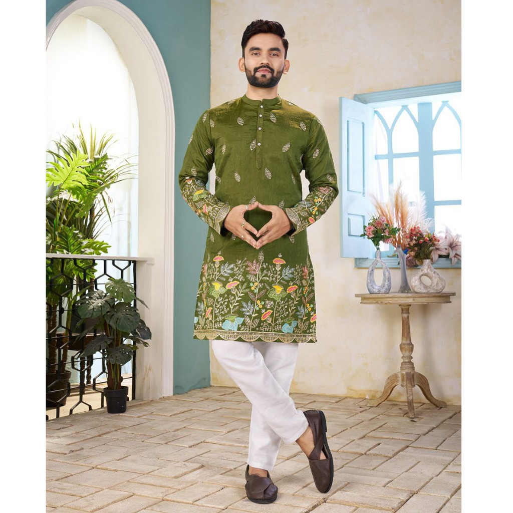 Crunchy Silk Festive Indian Premium Men Kurta mahezon