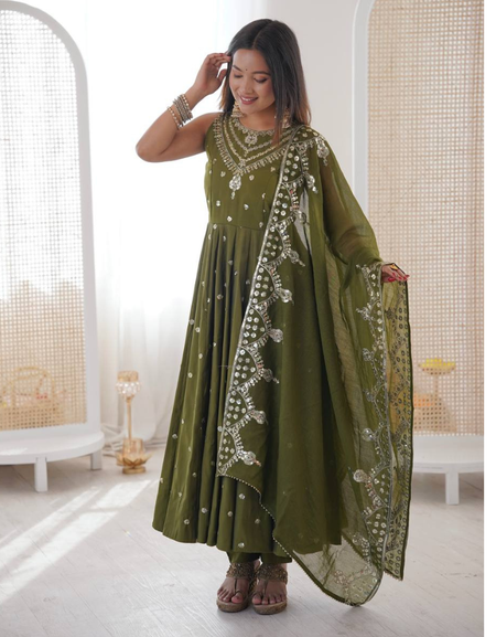 Designer Anarkali Women Gown Pant with Dupatta Suit mahezon