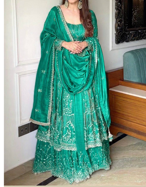 Load image into Gallery viewer, Designer Havy Crunchi Silk With Embroidery Work Gown Lehenga mahezon
