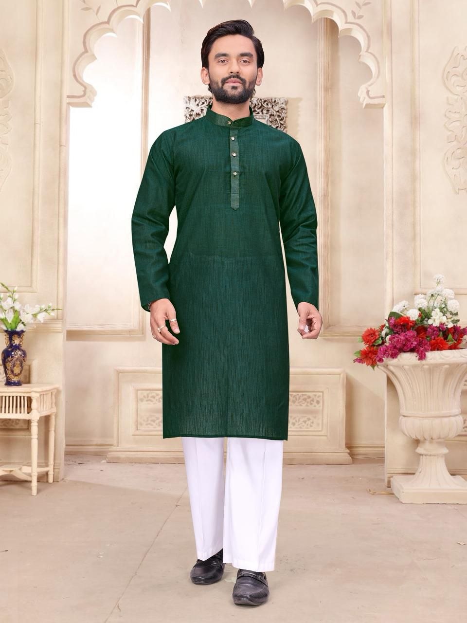 Traditional Indian Couples Same Matching Men Kurta Pajama and Women Saree Blouse Outfits Set mahezon