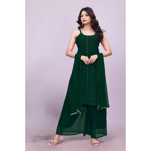 Wedding Embroidered Kurti Sharara Dupatta Dress Mahezon