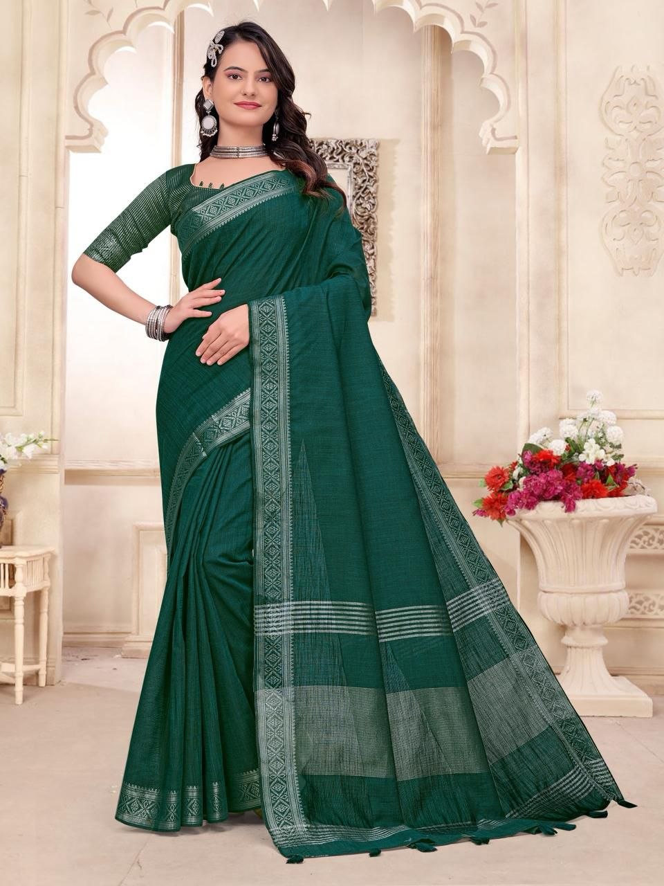 Traditional Indian Couples Same Matching Men Kurta Pajama and Women Saree Blouse Outfits Set mahezon