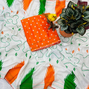 Tricolour Independence Republic Day Women’s Saree mahezon