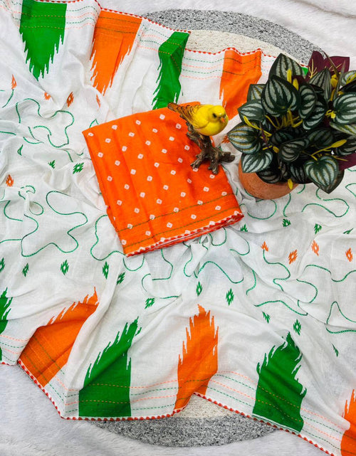 Load image into Gallery viewer, Tricolour Independence Republic Day Women’s Saree mahezon
