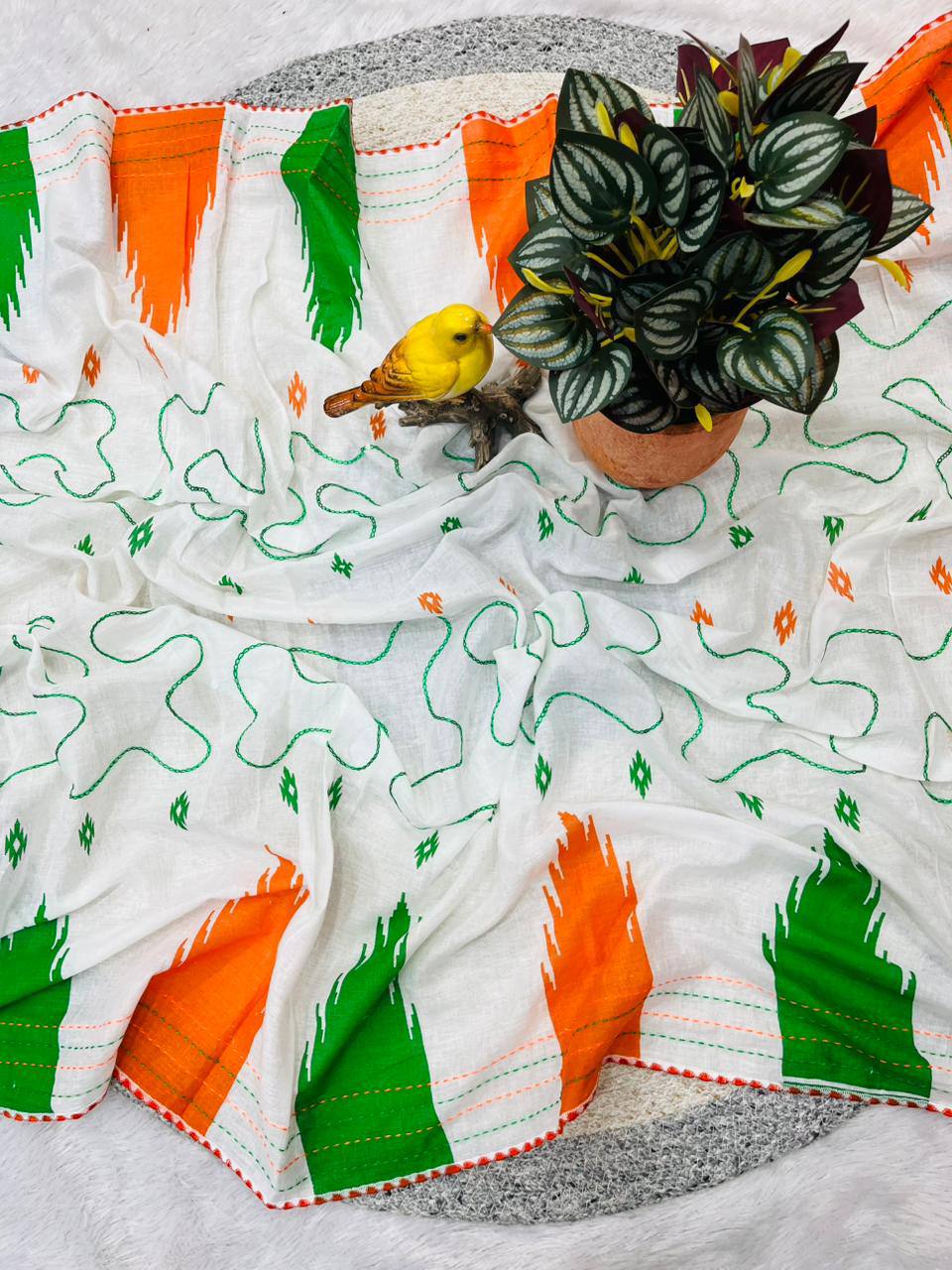 Tricolour Independence Republic Day Women’s Saree mahezon