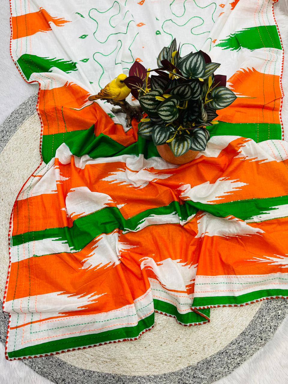 Tricolour Independence Republic Day Women’s Saree mahezon
