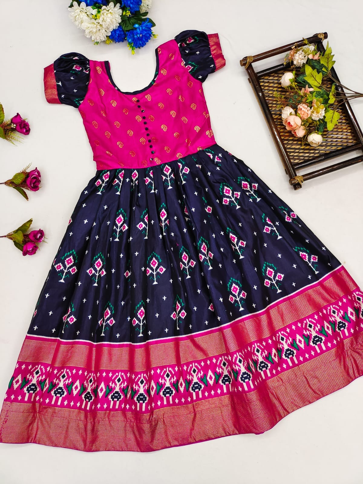 Shop Kids Girls Kid Girls Off Net Embroidered Jacket Style Gown Festive  Wear Online at Best Price | Cbazaar