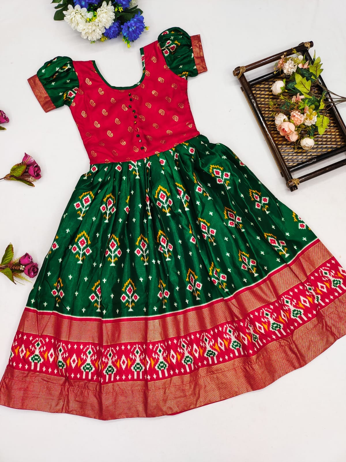 Rama Diwali Girls Dress in Embroidered Faux georgette - GL0070