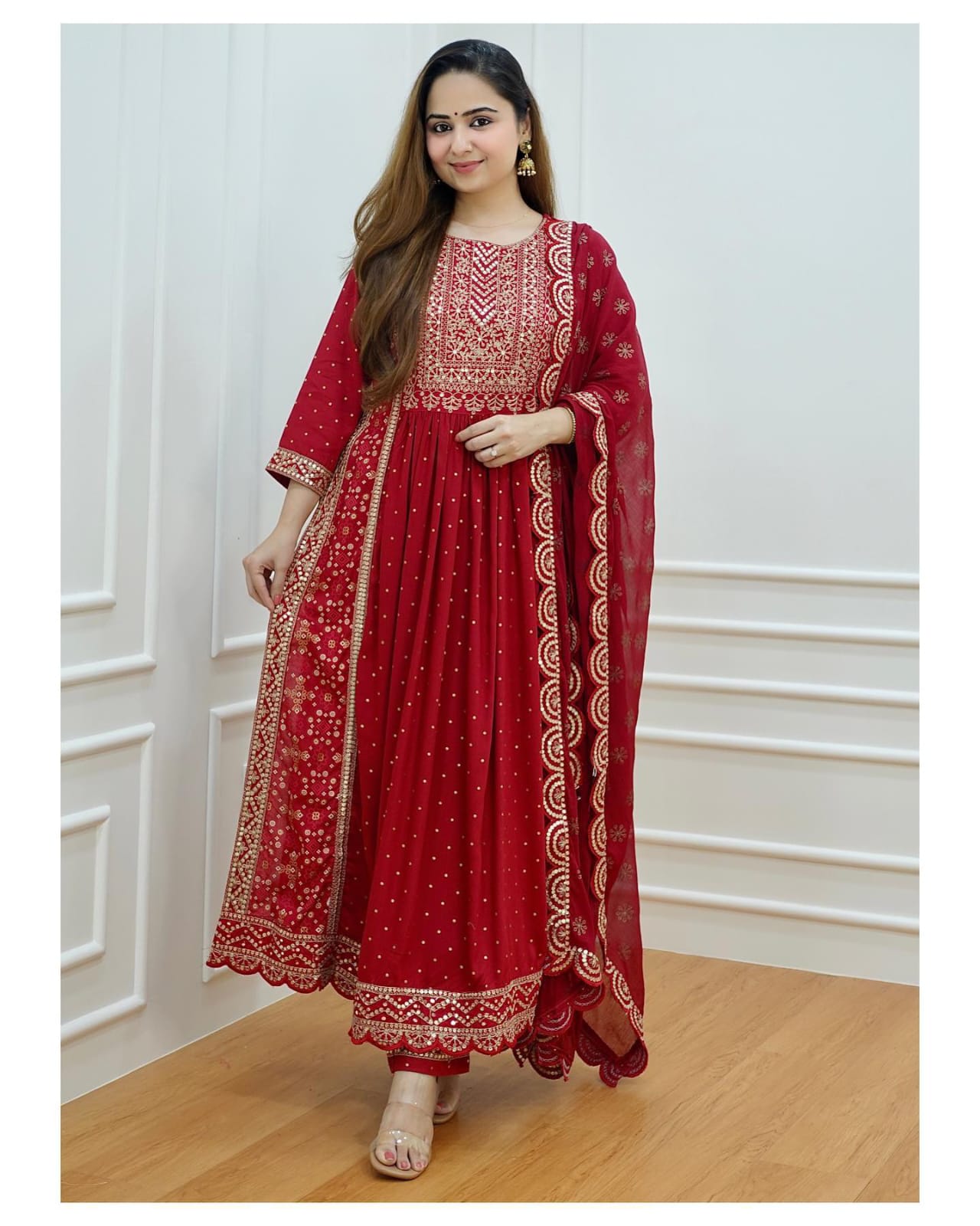 Safiyaa Naira Red Long Dress | Luxury Ready to Wear | Coveti